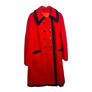Vintage 60s Bromleigh Red Coat with Black Trim